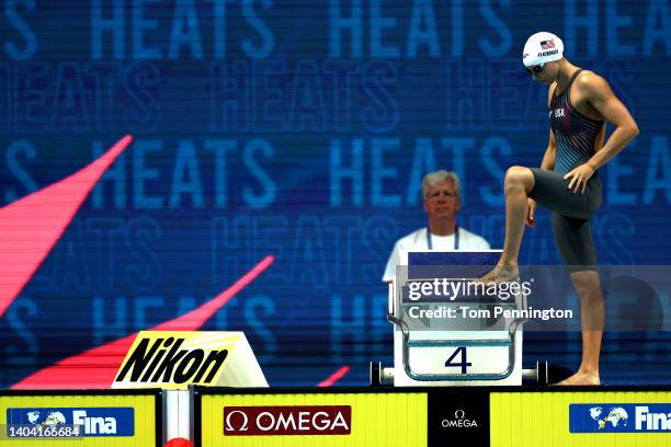 Hali Flickinger of Team United States prepares to compete in the Women's 200m Butterfly Heats on day four of the Budapest 2022 FINA World...