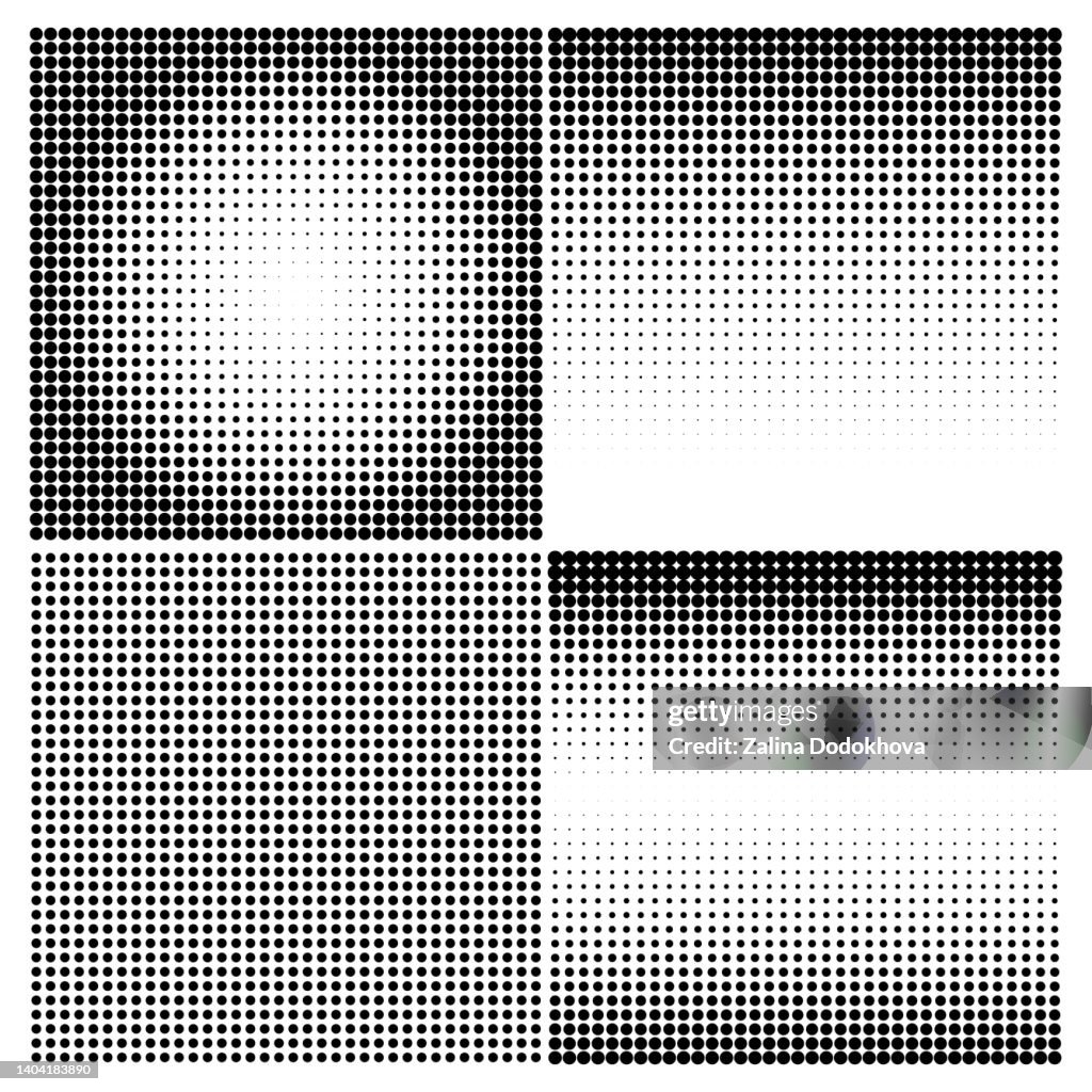 Halftone Circles Halftone Dot Pattern Texture Set On White Background ...