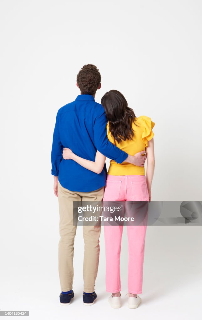 Rear view of two people