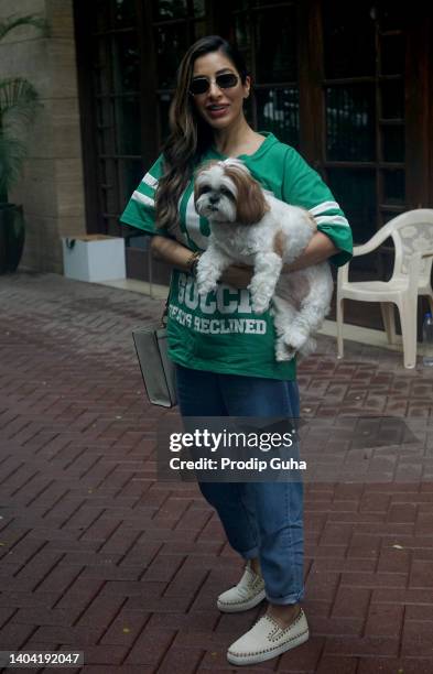 Sophie Choudry is seen at bandra on June 21, 2022 in Mumbai, India