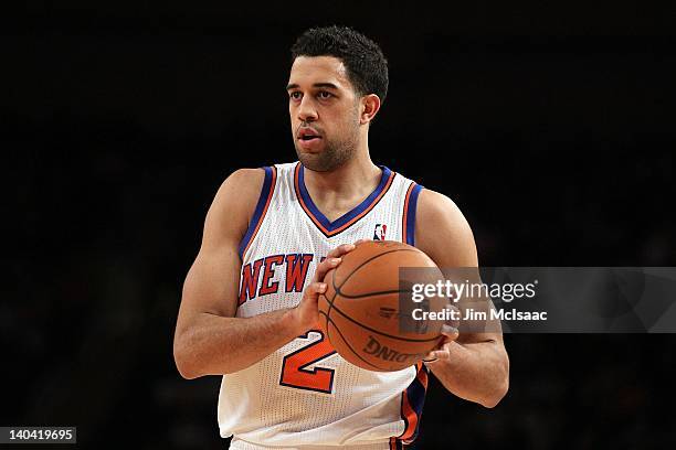 Landry Fields of the New York Knicks in action against the Cleveland Cavaliers on February 29, 2012 at Madison Square Garden in New York City. The...