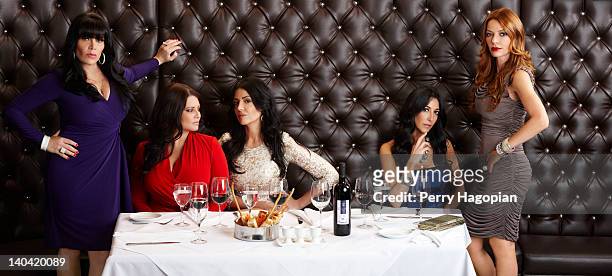 Cast members of reality show 'Mob Wives' Renee Graziano, Karen Gravano, Carla Facciolo, Ramona Rizzo and Drita D'avanzo are photographed for Reality...