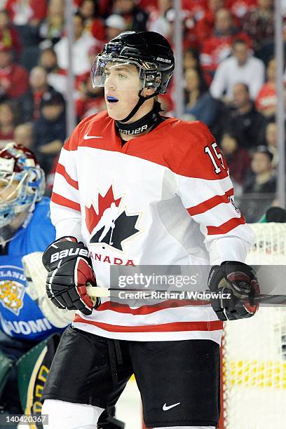 Tanner Pearson of Team Canada skates during the 2012 World Junior Hockey Championship Bronze Medal game against Team Finland at the Scotiabank...