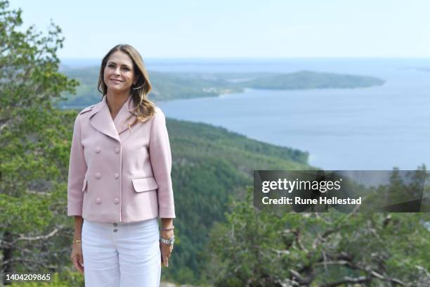 Princess Madeleine of Sweden visits Skuleberget on June 21, 2022 in Skuleberget, Sweden.