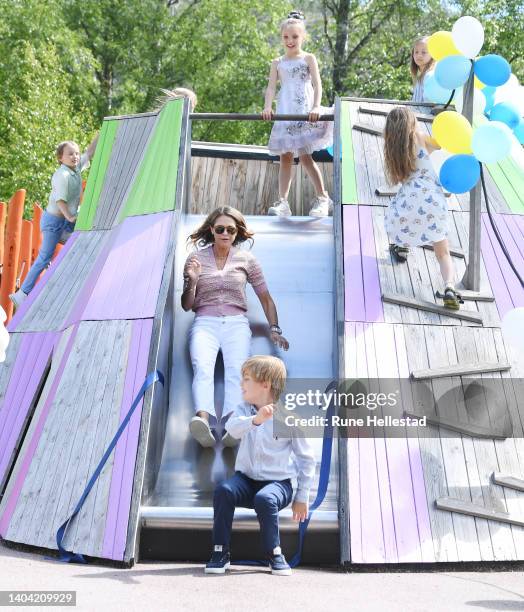 Prince Nicolas of Sweden and Princess Madeleine of Sweden attend Prince Nicolas of Sweden's inauguration Discovery Park on June 21, 2022 in...