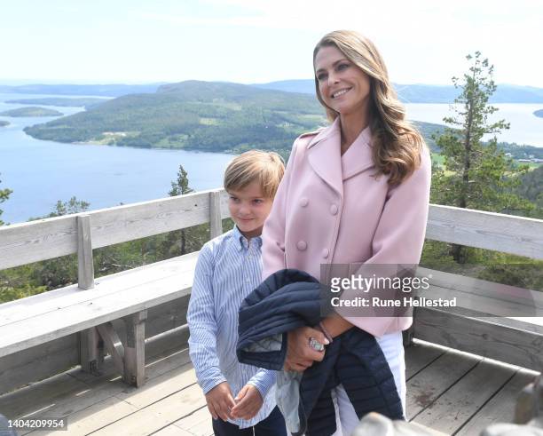 Prince Nicolas of Sweden and Princess Madeleine of Sweden visit Skuleberget on June 21, 2022 in Skuleberget, Sweden.