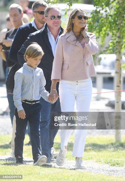 Prince Nicolas of Sweden, Princess Madeleine of Sweden and Chris O'Neill attend Prince Nicolas of Sweden's inauguration of Discovery Park on June 21,...