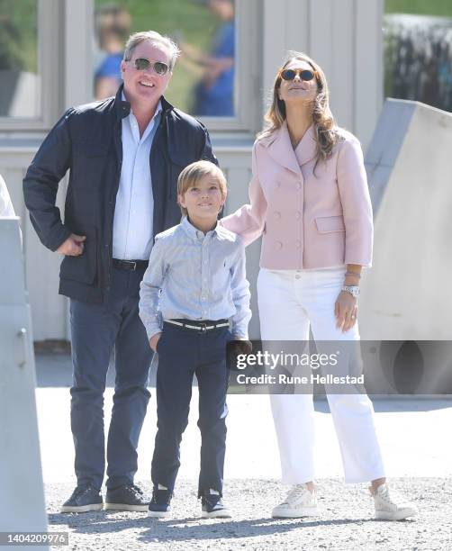 Prince Nicolas of Sweden, Princess Madeleine of Sweden and Chris O'Neill attend Prince Nicolas of Sweden's inauguration of Discovery Park on June 21,...