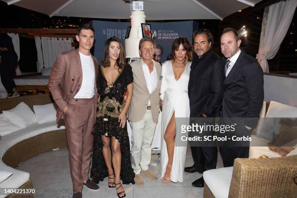 Tanner Novlan, Jacqueline MacInnes Wood, Producer Bradley P. Bell, Krista Allen and Thorsten Kaye attend The 35th ANniversairy Of "The Bold And The...
