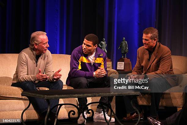 Archie Manning and Lou Tilley attend the filming of "Stars of Maxwell Football Club Discussion Table" at Harrah's Resort March 2, 2012 in Atlantic...