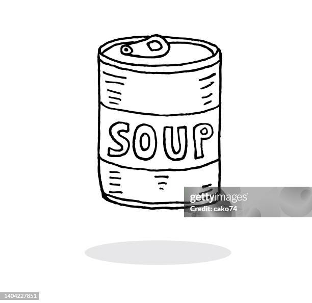 bildbanksillustrationer, clip art samt tecknat material och ikoner med hand drawn canned soup vector illustration. - konservbruk