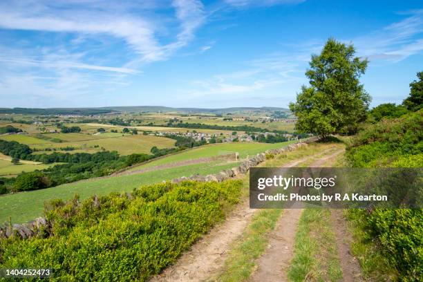 a beautiful sunny day in the hills near holmfirth in west yorkshire - oeste de yorkshire imagens e fotografias de stock