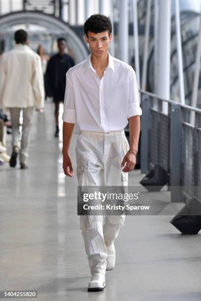 Model walks the runway during the John Elliott Menswear Spring Summer 2023 show as part of Paris Fashion Week on June 21, 2022 in Paris, France.