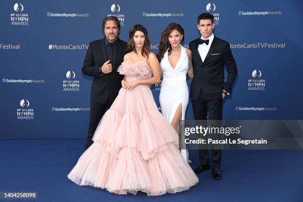 Thorsten Kaye, Jacqueline MacInnes Wood, Krista Allen and Tanner Novlan attend the closing ceremony during the 61st Monte Carlo TV Festival on June...