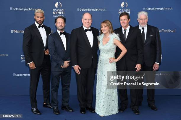 Ricky Whittle, Jason Priestley, Prince Albert II of Monaco, Jane Seymour, Eric Close and Ron Perlman attend the closing ceremony during the 61st...