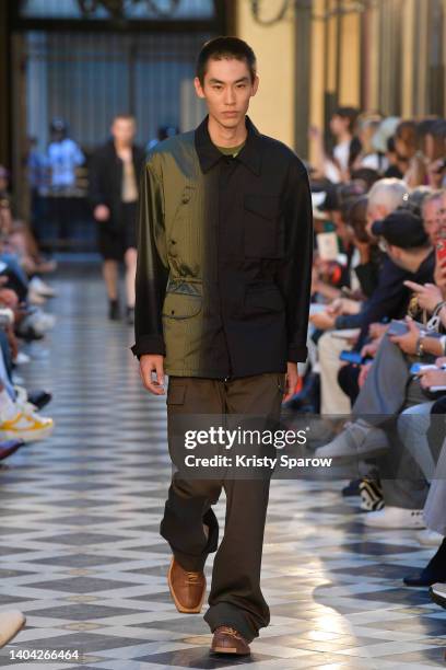 Model walks the runway during the Taakk Menswear Spring Summer 2023 show as part of Paris Fashion Week on June 21, 2022 in Paris, France.