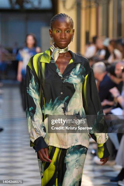 Model walks the runway during the Taakk Menswear Spring Summer 2023 show as part of Paris Fashion Week on June 21, 2022 in Paris, France.