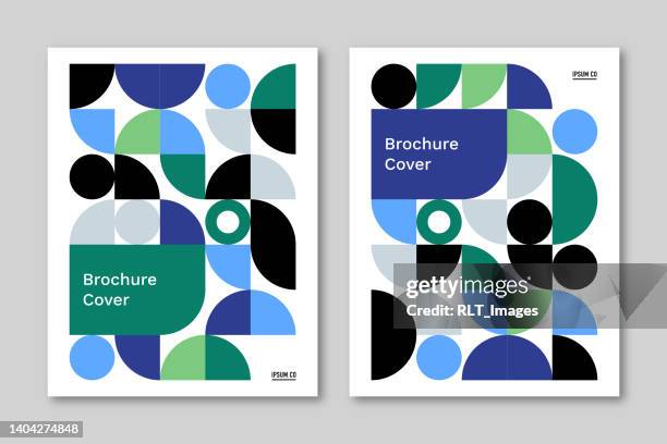 brochure cover design template with abstract geometric graphics — clyde system, ipsumco series - report fun stock illustrations