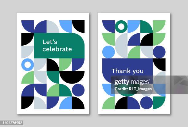 greeting card design layout with abstract geometric graphics — clyde system, ipsumco series - thank you card stock illustrations