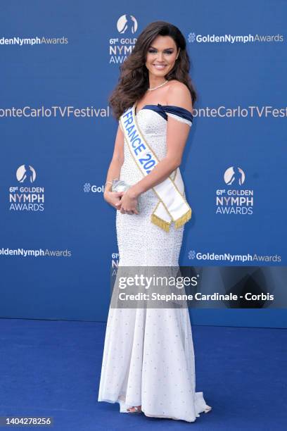 Miss France 2022 Diane Leyre attends the closing ceremony during the 61st Monte Carlo TV Festival on June 21, 2022 in Monte-Carlo, Monaco.