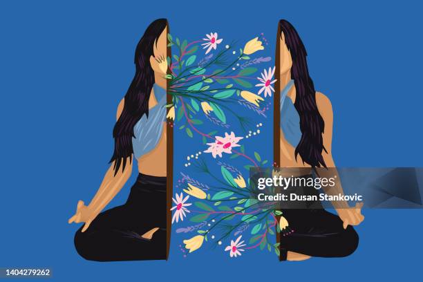 no distractions at all. just empty mind and calm breathing - breathing exercises stock illustrations