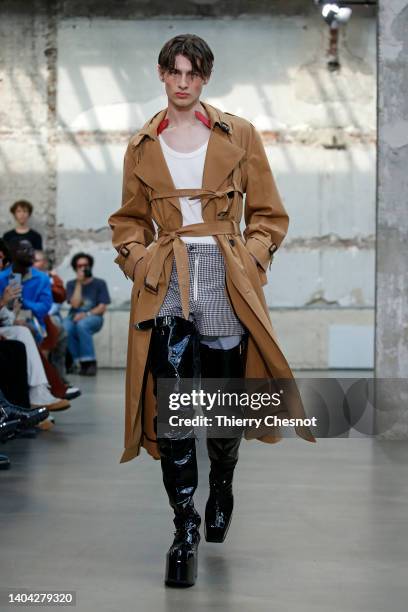 Model walks the runway during the Egonlab. Menswear Spring Summer 2023 show as part of Paris Fashion Week on June 21, 2022 in Paris, France.