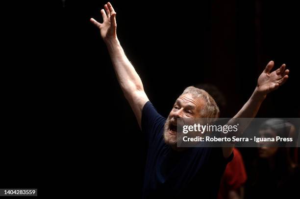 Italian theatrical director Gabriele Lavia conducts the Giuseppe Verdi's "Otello" first reharsal at Teatro Comunale di Bologna on June 16, 2022 in...