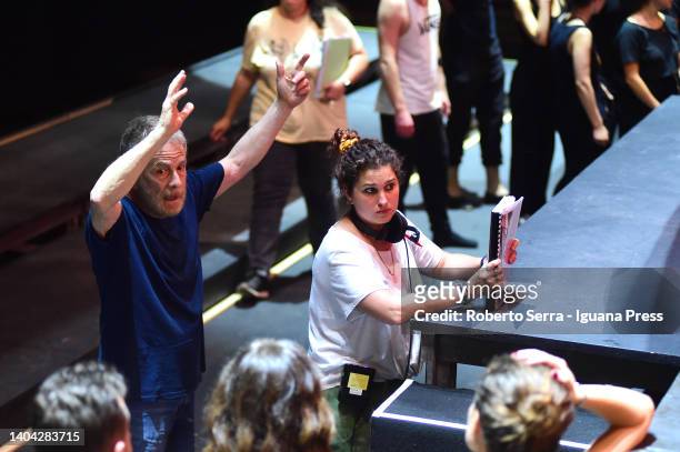 Italian theatrical director Gabriele Lavia conducts the Giuseppe Verdi's "Otello" first reharsal at Teatro Comunale di Bologna on June 16, 2022 in...