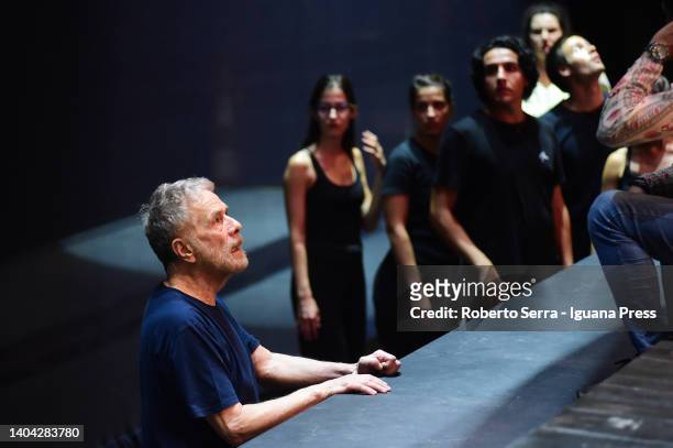Italian theatrical director Gabriele Lavia conducts the Giuseppe Verdi's "Otello" first reharsal at Teatro Comunale di Bologna on June 16, 2022 in...