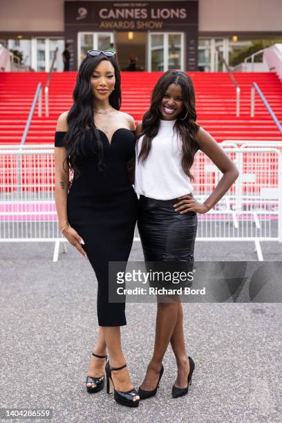 Model and Activist Munroe Bergdorf and TV Presenter, Diversity Expert and Award-winning Author June Sarpong pose in front of the Palais after the...