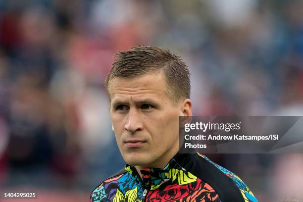 Robin Lod of Minnesota United FC before a game between Minnesota United FC and New England Revolution at Gillette Stadium on June 19, 2022 in...