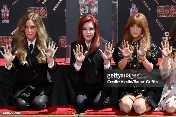 Lisa Marie Presley, Priscilla Presley, and Riley Keough attend the Handprint Ceremony honoring Three Generations of Presley's at TCL Chinese Theatre...