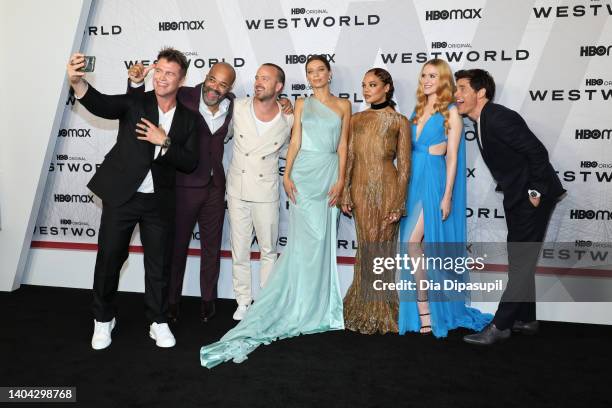 Luke Hemsworth, Jeffrey Wright, Aaron Paul, Angela Sarafyan, Tessa Thompson, Evan Rachel Wood and James Marsden attend HBO's "Westworld" Season 4...
