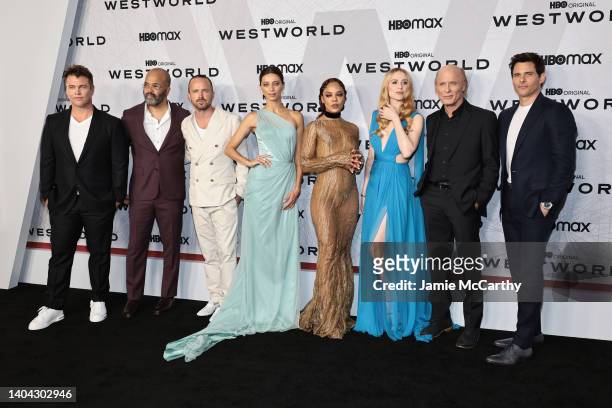 Luke Hemsworth, Jeffrey Wright, Aaron Paul, Angela Sarafryan, Tessa Thompson, Evan Rachel Wood, Ed Harris, and James Marsden attend HBO's "Westworld"...