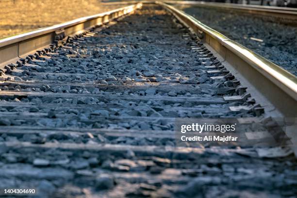 railroad rails - railway crossing stock pictures, royalty-free photos & images