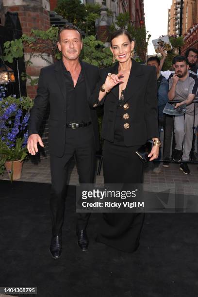 Tim McGraw and Faith Hill are seen attending a dinner hosted by Finch & Partners for the launch of Paramount+ UK at Chiltern Firehouse on June 21,...