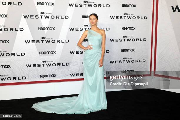Angela Sarafyan attends HBO's "Westworld" Season 4 premiere at Alice Tully Hall, Lincoln Center on June 21, 2022 in New York City.