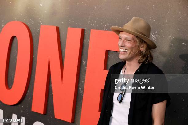 Jamie Campbell Bower attends the Universal Pictures' "The Black Phone" Los Angeles premiere at TCL Chinese Theatre on June 21, 2022 in Hollywood,...