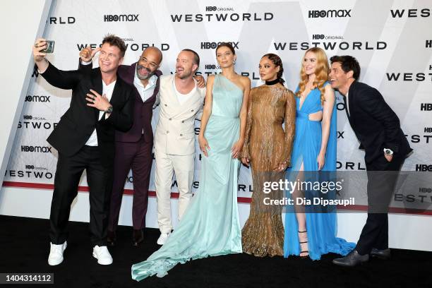 Luke Hemsworth, Jeffrey Wright, Aaron Paul, Angela Sarafyan, Tessa Thompson, Evan Rachel Wood, and James Marsden attend HBO's "Westworld" Season 4...