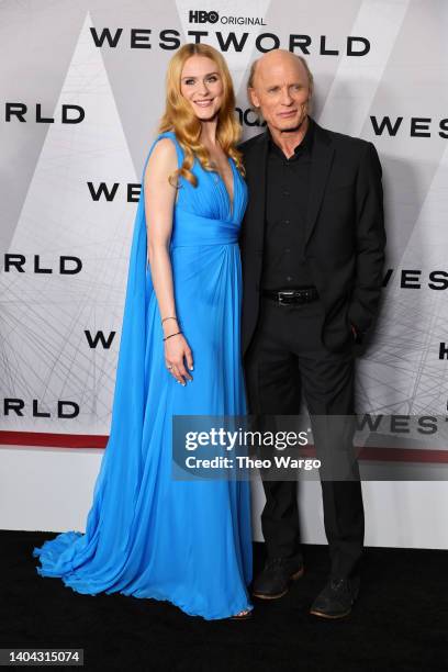 Evan Rachel Wood and Ed Harris attend HBO's "Westworld" Season 4 Premiere at Alice Tully Hall, Lincoln Center on June 21, 2022 in New York City.