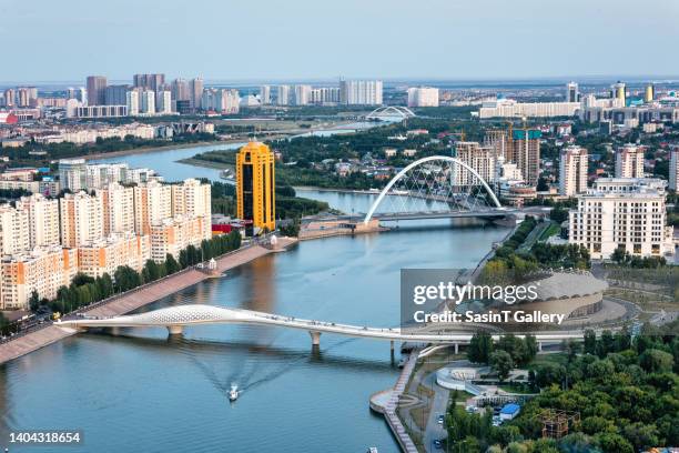 the skyline of astana, kazakhstan - astana panorama stock pictures, royalty-free photos & images