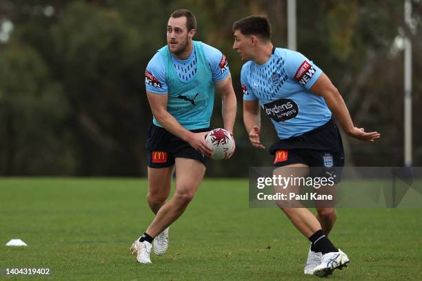 Isaah Yeo in action during a New South Wales Blues State of Origin training session at Hale School on June 22, 2022 in Perth, Australia.