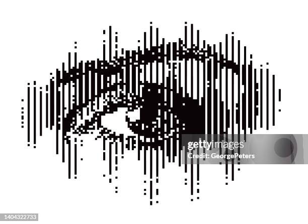 facial recognition scan with glitch technique - network security operations stock illustrations
