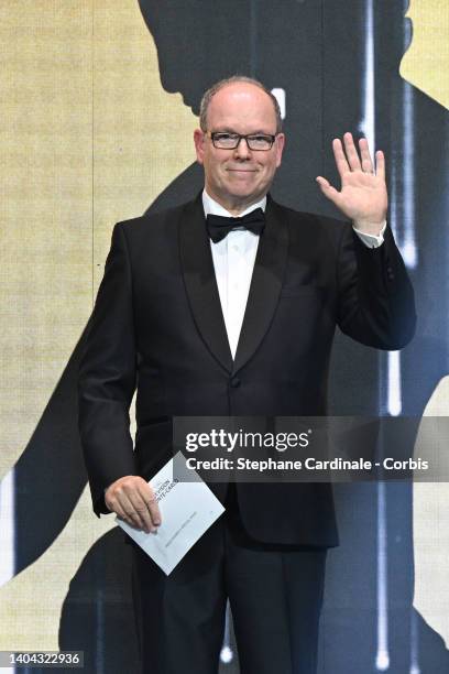 Prince Albert II of Monaco presents the Prince Rainier III Special Prize Award during the closing ceremony during the 61st Monte Carlo TV Festival on...