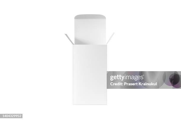 empty packaging boxes, paper boxes - mockup open isolated with clipping path on white background - packaging template stock pictures, royalty-free photos & images