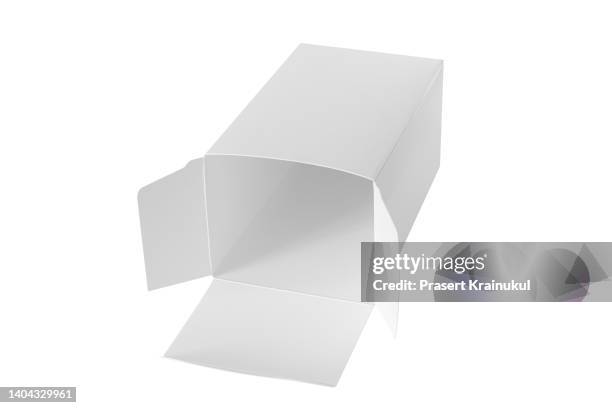 empty packaging boxes, paper boxes - mockup open isolated with clipping path on white background - box in open photos et images de collection