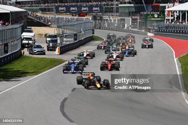 Start in the lead, Max VerstAppen Oracle Red Bull Racing RB18 Honda during the F1 Grand Prix of Canada at Circuit Gilles Villeneuve on June 19, 2022...