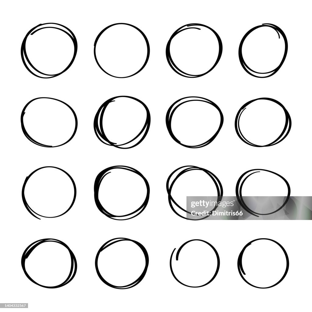 Collection vectorielle de cercles de lignes dessinés à la main avec trait modifiable
