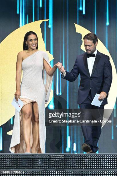 Joséphine Jobert and Jason Priestley attend the closing ceremony during the 61st Monte Carlo TV Festival on June 21, 2022 in Monte-Carlo, Monaco.