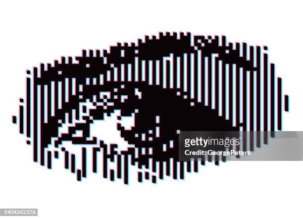 facial recognition scan with glitch technique - bit binary stock illustrations